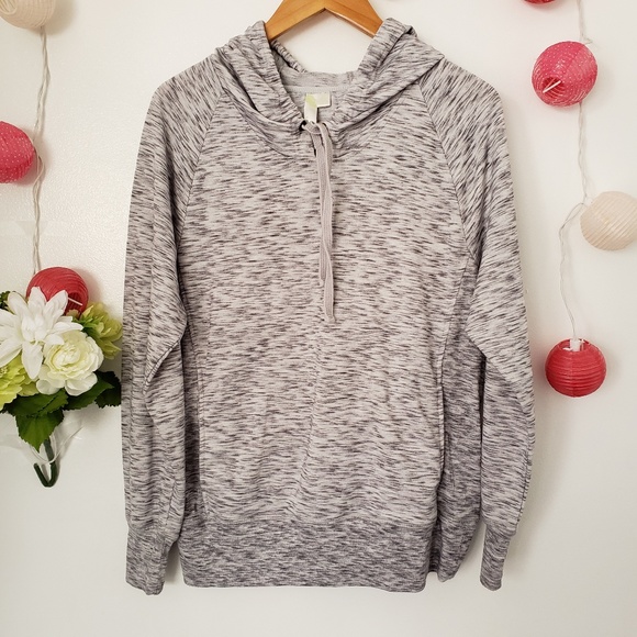 GreenTea Tops - GREENTEA gray marled hoodie L